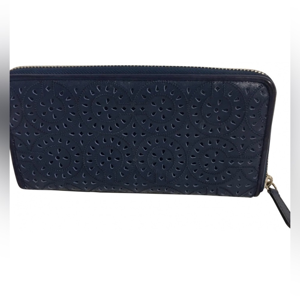 Coach navy blue leather wallet